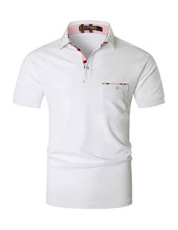 LIUPMWE Poloshirt Herren Kurzarm Getäfelt T Shirts Männer Hemd T-Shirt Slim Fit Golf Sports Sommer,XXL,Weiß-DT07 von LIUPMWE