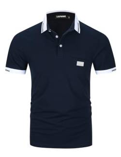 LIUPMWE Poloshirt Herren Kurzarm Polohemd Slim Fit Basic Golf Polo Baumwolle Männer T-Shirt Sommer,3XL,Blau-New von LIUPMWE