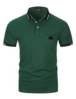 LIUPMWE Poloshirt Herren Kurzarm Polohemd Slim Fit Basic Golf Polo Baumwolle Männer T-Shirt Sommer,L,Grün-39 von LIUPMWE