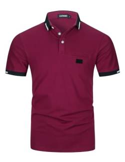 LIUPMWE Poloshirt Herren Kurzarm Polohemd Slim Fit Basic Golf Polo Baumwolle Männer T-Shirt Sommer,L,Rot-39 von LIUPMWE