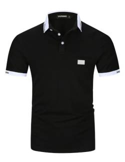 LIUPMWE Poloshirt Herren Kurzarm Polohemd Slim Fit Basic Golf Polo Baumwolle Männer T-Shirt Sommer,L,Schwarz-39 von LIUPMWE