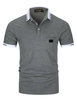 LIUPMWE Poloshirt Herren Kurzarm Polohemd Slim Fit Basic Golf Polo Baumwolle Männer T-Shirt Sommer,M,Grau-39 von LIUPMWE