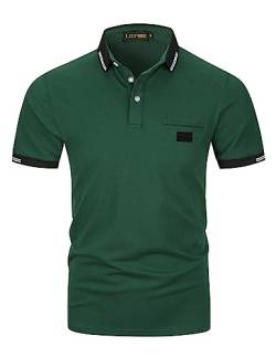 LIUPMWE Poloshirt Herren Kurzarm Polohemd Slim Fit Basic Golf Polo Baumwolle Männer T-Shirt Sommer,M,Grün-39 von LIUPMWE