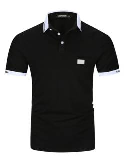 LIUPMWE Poloshirt Herren Kurzarm Polohemd Slim Fit Basic Golf Polo Baumwolle Männer T-Shirt Sommer,M,Schwarz-39 von LIUPMWE