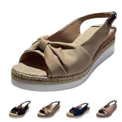 Slip On Walking Arch Support Orthopedic Sandals,Womens Platform & Wedge Sandals,Summer Fashion Beach Sandals (Beige, Erwachsene, Damen, 40, Numerisch, EU Schuhgrößensystem, M) von LIUPONHU