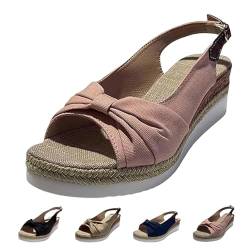 Slip On Walking Arch Support Orthopedic Sandals,Womens Platform & Wedge Sandals,Summer Fashion Beach Sandals (Pink, Erwachsene, Damen, 40, Numerisch, EU Schuhgrößensystem, M) von LIUPONHU