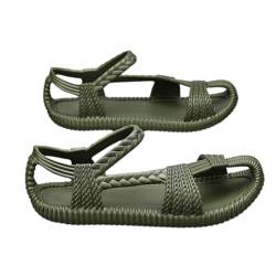 LIUUBASZ Eva Hand Knitted Sandals,womens flat sandals comfortable,Anti-Slip Breathable Casual Braided Sandals Summer Beach (Green, 44-45) von LIUUBASZ
