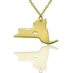LIUYUYOUGO Halsketten Für Frauen, Goldene New York State Map Anhänger Damen Vintage Karte Halsketten Ägypten Schmuck Halskette Zum Jubiläum Weihnachten Geburtstagsfeier Geschenke, 45 + 5Cm von LIUYUYOUGO