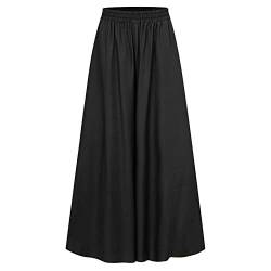 LIUYUYOUGO Stoffhose Damen, Culottes-Hose Mit Weitem Bein Hosenrock Einfarbig Plus Größe Elastisch Mit Hoher Taille Palazzo-Hose Elegant Leicht Fließend Sommerhose Böhmen Strandhose Freizeithose von LIUYUYOUGO