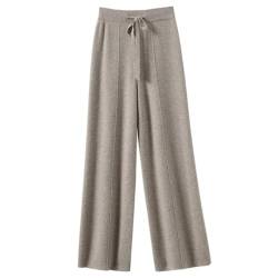 LIUYUYOUGO Strickhose Mit Weitem Bein Für Damen Winter Camel Splicing Rib Knit Casual Lounge Pants Hose Mit Geradem Bein Elegante Palazzo Hose Mit Hohem Bund Weiche Jersey Hose L von LIUYUYOUGO