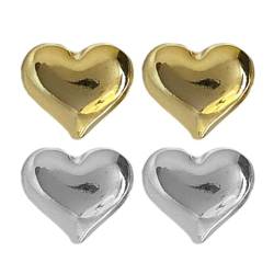 Goldene Herz-Ohrringe für Frauen, klobige Herzohrring-Ohrstecker, Liebesherzform für Frauen, Ohrstecker süße Ohrringe Herzohrringe, 2 pairs von LIUZHIPENG