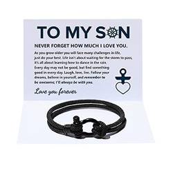 LIUZHIPENG Armband mit Aufschrift "To My Son Love You Forever", nautisches Armband, wasserdicht, mit Paracord-Manschette, a von LIUZHIPENG