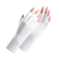 LIUZHIPENG Fingerlose Damen-Handschuhe, Sonnenschutz, Sommer, kühl, Eisseide, Halbfinger, Sonnenschutz, Handschuhe für Fahren, Reiten, UV-Schutz, weiß, Einheitsgröße von LIUZHIPENG