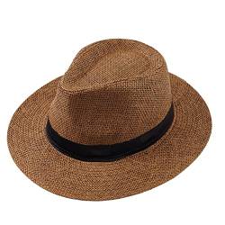 Panama-Hut mit breiter Krempe, Sommer, lässig, Strand, Stroh, Sonnenhut für Männer und Frauen, Outdoor, Reisen, coffee, Einheitsgröße von LIUZHIPENG