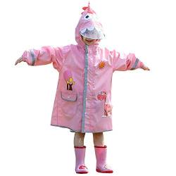 LIVACASA Regenmantel Kinder Leicht Regenponcho Unisex Wasserdicht Regenjacke Atmungsaktiv mit Tasche Outdoor Regen Overall Reflektoren mit Kapuze für Jungen Mädchen Rosa L von LIVACASA