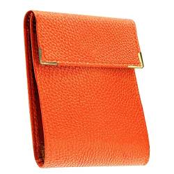 LIVAN - Scheckheft, lang, faltbar, linke Ferse mit Kreditkarte, kompakt – aus Leder, G Orange, one size, Klassisch von LIVAN