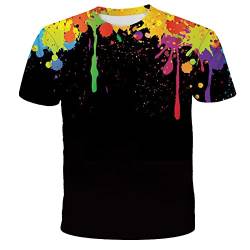 Herren T Shirt 3D Frauen Kurzarm Tops Graffiti-T-Shirts mit 3D-Muster für Herren, grafische T-Shirts, lässiges Kurzarm-T-Shirt mit Rundhalsausschnitt, lustiges Freizeithemd,Graffiti-1,L von LIVBH