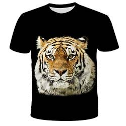 Herren T Shirt 3D Frauen Kurzarm Tops Tiger T Shirts für Herren 3D Printed Wild Animal Face Shirt Kurzarm,Löwe-3,XXL von LIVBH