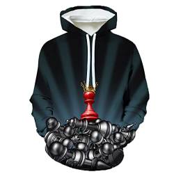 LIVBH Herren 3D Druck Kapuzenpullover Unisex 3D Print Hoodies Graphic Space Pullover mit Kapuze Sweatshirts für Männer Frauen,K Schach,XXL von LIVBH