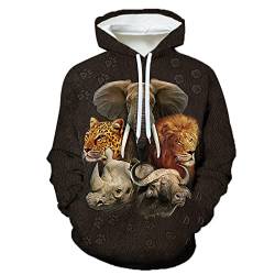 LIVBH Herren Damen Pullover Frauen Männer 3D Grafik Lion Hoodie Neuheit Langarm Pullover Sweatshirt Jacken mit Taschen,Löwe-4,XXL von LIVBH