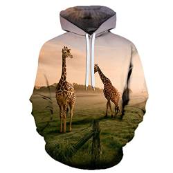 LIVBH Herren Slim Fit Kapuzenpullover Herren Glatter Hoodie Damen Weicher Pullover Mit Kapuze Langarm Leichtes Sweatshirt für Jugendliche und Erwachsene,Giraffe,L von LIVBH