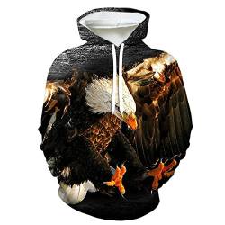 LIVBH Jungen Mädchen Hoodie Herren 3D Realistische Casual Hoodies Fronttasche Pullover Langarm Sweatshirt Hip Hop Jugend Hoody-Adler 9_XXL von LIVBH