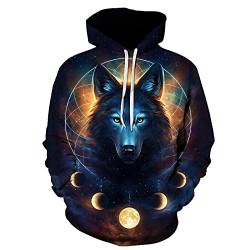 LIVBH Jungen Mädchen Hoodie Tier Wolf Muster 3D gedruckte Hoodies Harajuku Kapuzenpullover Unisex Casual Pullover-Wolf 8_L von LIVBH