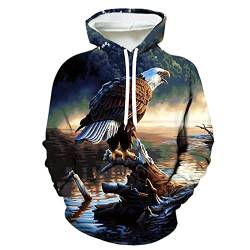 LIVBH Kapuzenpullover Herren Hoodie Herren 3D Realistische Casual Hoodies Fronttasche Pullover Langarm Sweatshirt Hip Hop Jugend Hoody-Adler 6_XL von LIVBH