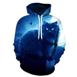 LIVBH Kapuzenpullover Herren Hoodie Mädchen Pullover Hoodie 3D Print Cats Graphic Hooded Sweatshirt Hoodies für Herren,Katzen,3XL von LIVBH