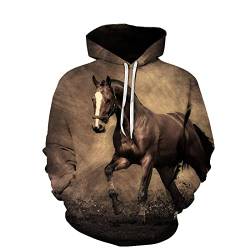 LIVBH Kapuzenpullover Herren Hoodie Unisex 3D Relistic Horse Printed Hoodies für Männer Frauen Cooles grafisches Kapuzen-Sweatshirt,Pferd,L von LIVBH