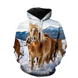 LIVBH Unisex Hoodie Unisex 3D Neuheit Hoodies Grafikdruck Mustang Hoodies Pullover Sweatshirt Taschen,Mustang,4XL von LIVBH