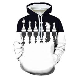 LIVBH Unisex Kapuzenpullover Herren Jungen Neuheit 3D-Druck Anime Hoodie Sweatshirt Hoodie Bedruckter Pullover,Schach,m von LIVBH