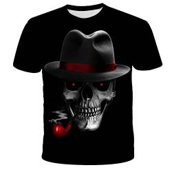 Unisex 3D Lustiges Gedrucktes T Shirt Herren 3D Grafik Totenkopf T-Shirt in Übergröße Kurzarm Alltagsoberteile Basic Rundhalsausschnitt,Schädel-2,m von LIVBH