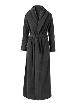 LIVEINU Damen Herren Warm Bademäntel mit Schalkragen Extra Lang Saunamantel mit Gürtel Tasche Reisebademantel Morgenmantel Bathrobe Weich Super Flauschig Grau EU M von LIVEINU