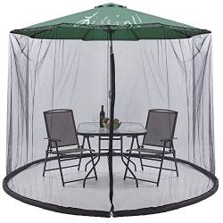 LIVEINU Moskitonetz für Sonnenschirme mit Reißverschluss Fliegengitter Mückennetz für den Gartenschirm Ampelschirm von LIVEINU