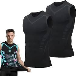 2023 Ionic Shaping Vest, Herren Body Shaper Schlankheitsweste Bequemer und Atmungsaktiver Eisseidenstoff für Männer zum Aufbau Eines Perfekten Körpers (2pcs) (Color : B-Black+Black, Siz von LIXQQS