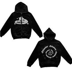 4 Tune Kapuzenjacke Full Face Zipper Hoodie, Sterne Motiv Graphics Harajuku für Paare Sweatshirt Vintage Kapuzenjacke Unisex Locker Kapuzenpullove (Color : Black-01, Size : M) von LIXQQS