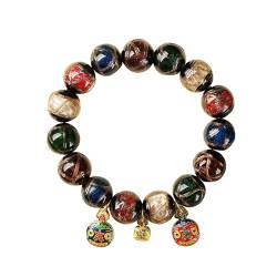 Buntes Glas Wohlstandsverstärkendes Perlenarmband - Kunstvolle Chinesische Techniken, Symbolische Glücksbringer, Energieharmonisierend, Handgemacht für Reichtum & Erleuchtung ( Color : Colorful (luck) von LIXQQS
