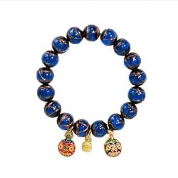 LIXQQS Männerarmband zur Reichtumsanlockung aus Farbglas - Traditionelle Chinesische Handwerkskunst, Glückverheißende Symbole, Mystische Qi-Energie, Schützender Schmuck (Color : Blue (career)_14mm) von LIXQQS