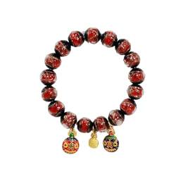 LIXQQS Unisex Glücksbringer-Armband aus Buntglas - Handgefertigte Traditionelle Chinesische Kunst, Verheißungsvolle Symbole, Mystischer Energieamulett, Trendiges Accessoire (Color : Red (love)_12mm) von LIXQQS