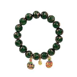Mystisches Ostasiatisches Glasperlenarmband für Männer und Frauen - Traditionelle Chinesische Techniken, Glücksbringend, Handwerkliches Farbglas-Armband, Symbolisches Glücksarmband ( Color : Green (he von LIXQQS