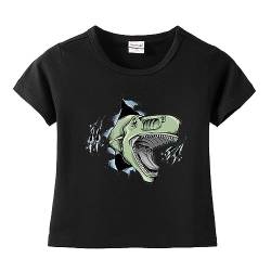 Dinosaurier T-Shirt Für Kinder Anime Kurzarm 100% Baumwolle Comics T-Shirts Sommer Unisex Tshirt 3D Dinosaurier Cartoon-Druck (Schwarz 2,110) von LIYIMING