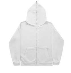 LJB Rapper Rocky Hoodie Herren Casual Sportswear, Der Reißverschluss Kann Bis Zum Kopf Hochgezogen Werden Musiksänger Sweatshirts, Langarm Pullover Für Frauen Männer Oberteile (White,S) von LJB