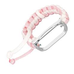 LJCM Gewebtes Schlaufenband-Armband, Geflochtenes Schlaufenband, Leichter und Atmungsaktiver Schutzrahmen für Männer und Frauen Zum Wandern (Rosa Weiß) von LJCM