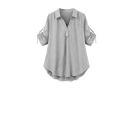 LJCM Sommerhemd, übergroße, Elegante Damen-Business-Bluse, Umlegekragen, Hoher, Niedriger Saum für den Alltag (3XL) von LJCM
