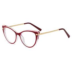 LJCZKA Katzenaugen Brille Ohne Stärke Damen – Blaue Licht Blockieren Brille Retro Blaulicht Brille Blaulichtfilter für PC, TV and Handy von LJCZKA