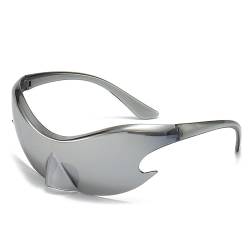 LJCZKA Randlose y2k Sonnenbrille Damen Herren Futuristische Sonnenbrille Sportbrille Radsportbrille One Piece UV-Schutz von LJCZKA