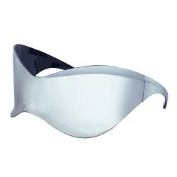 LJCZKA Randlose y2k Sonnenbrille für Damen und Herren, Futuristische Wrap Around Sonnenbrille Groß Sport Katzenaugen Brille mit Schild UV-Schutz von LJCZKA