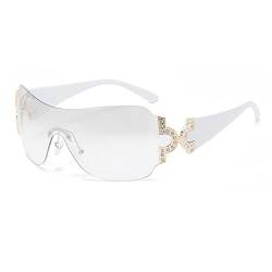 LJCZKA Randlose y2k Sonnenbrille für Damen und Herren, Wrap Around Mode Sonnenbrille übergroße Quadratische Sonnenbrille Unisex mit UV-Schutz von LJCZKA