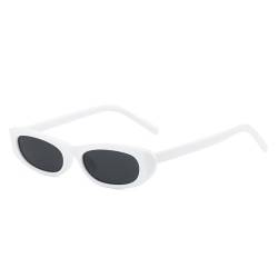 LJCZKA Retro Kleine Ovale Sonnenbrille für Herren Damen 90er Vintage Extra Schmale Ovale Dünne Cat Eye Mode Sonnenbrille von LJCZKA
